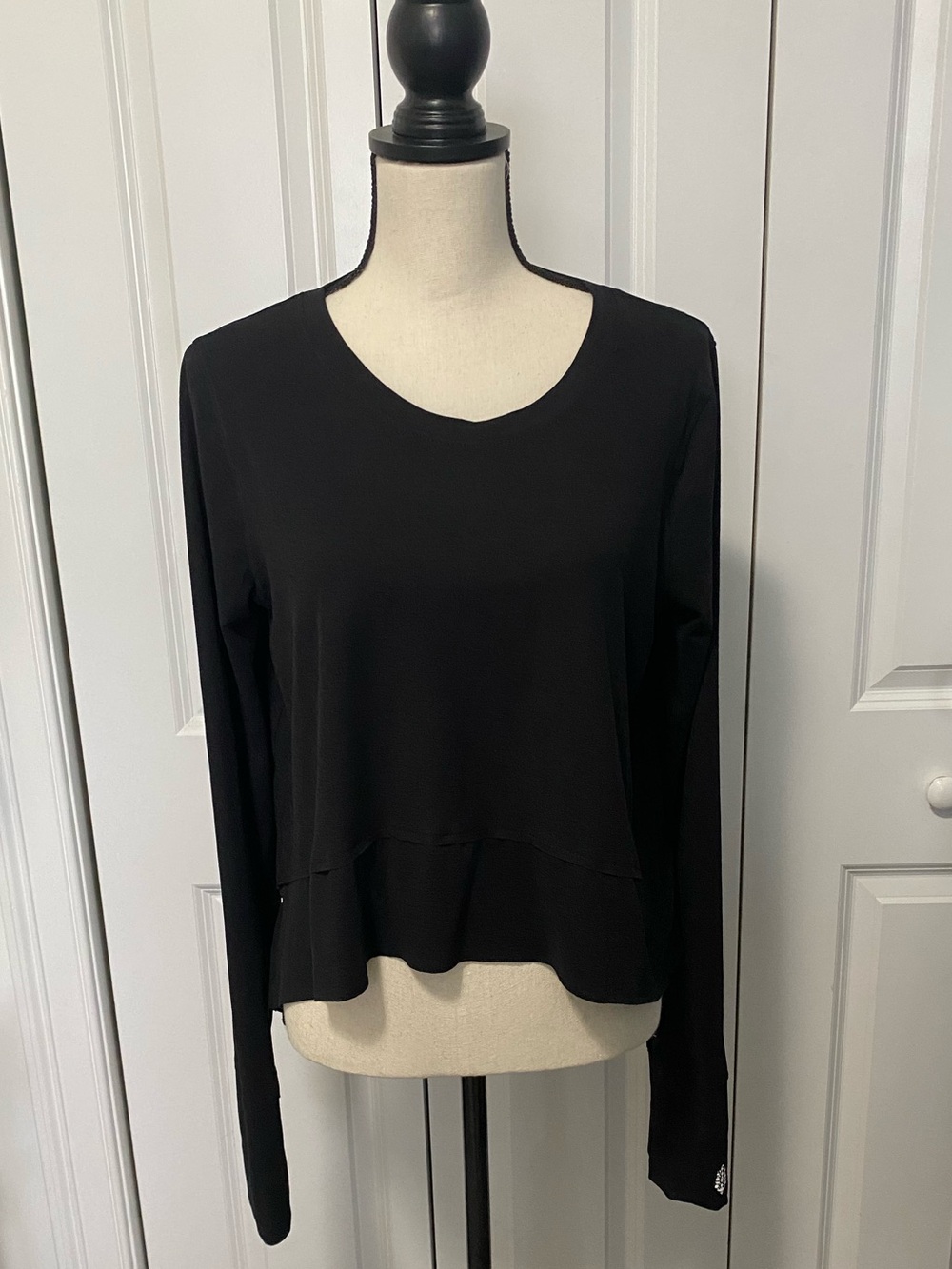 Free People Movement Black Long-Sleeve High Low Lightweight Soft Top
